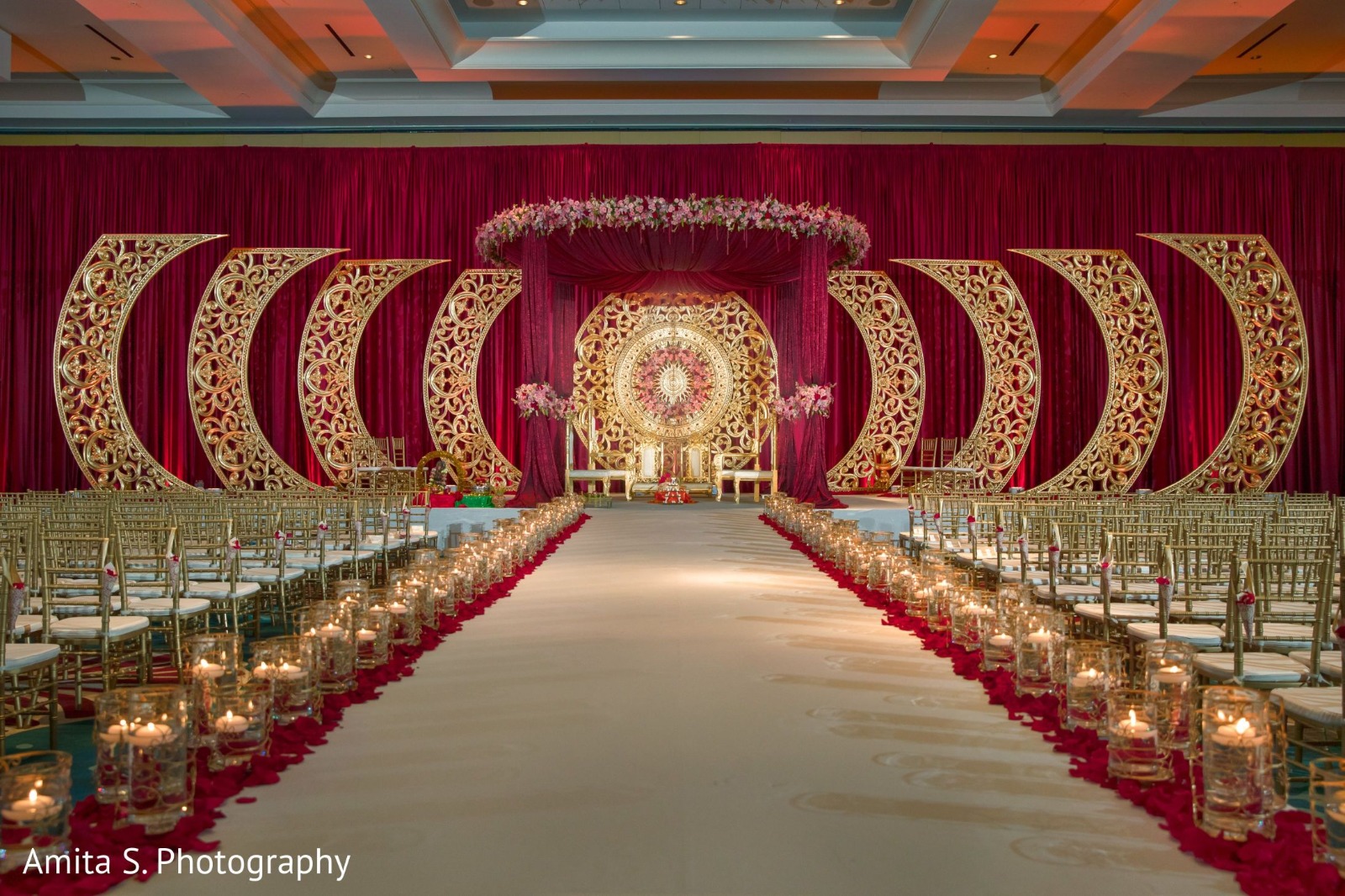Colorful flower arrangement with couch setup